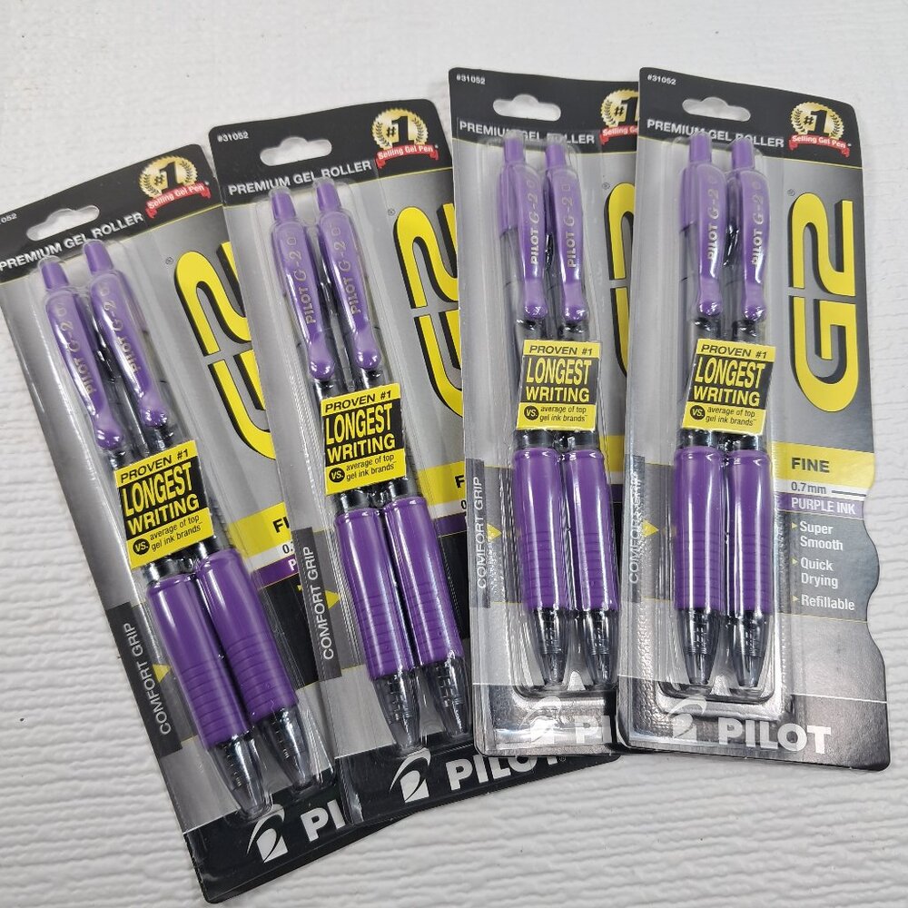 NEW Pilot G2‎ Premium Gel Roller Pens set 8 Fine Point 0.7 mm Purple ink #31052